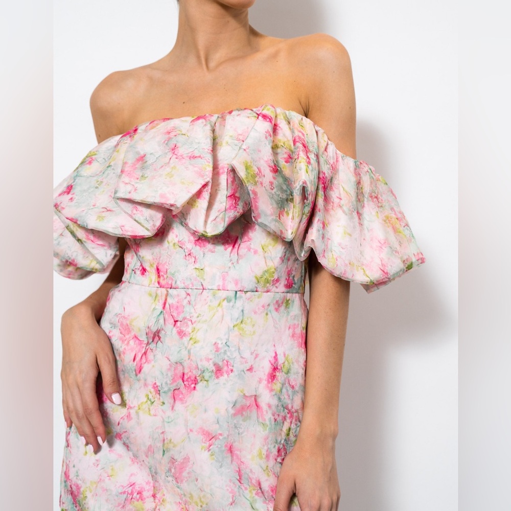 ML Monique Lhuillier Off The Shoulder Short Dress - Picture 2 of 5